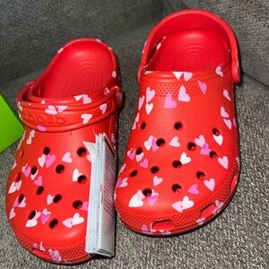 CROCS Kids Red and Pink Heart Water Shoes
